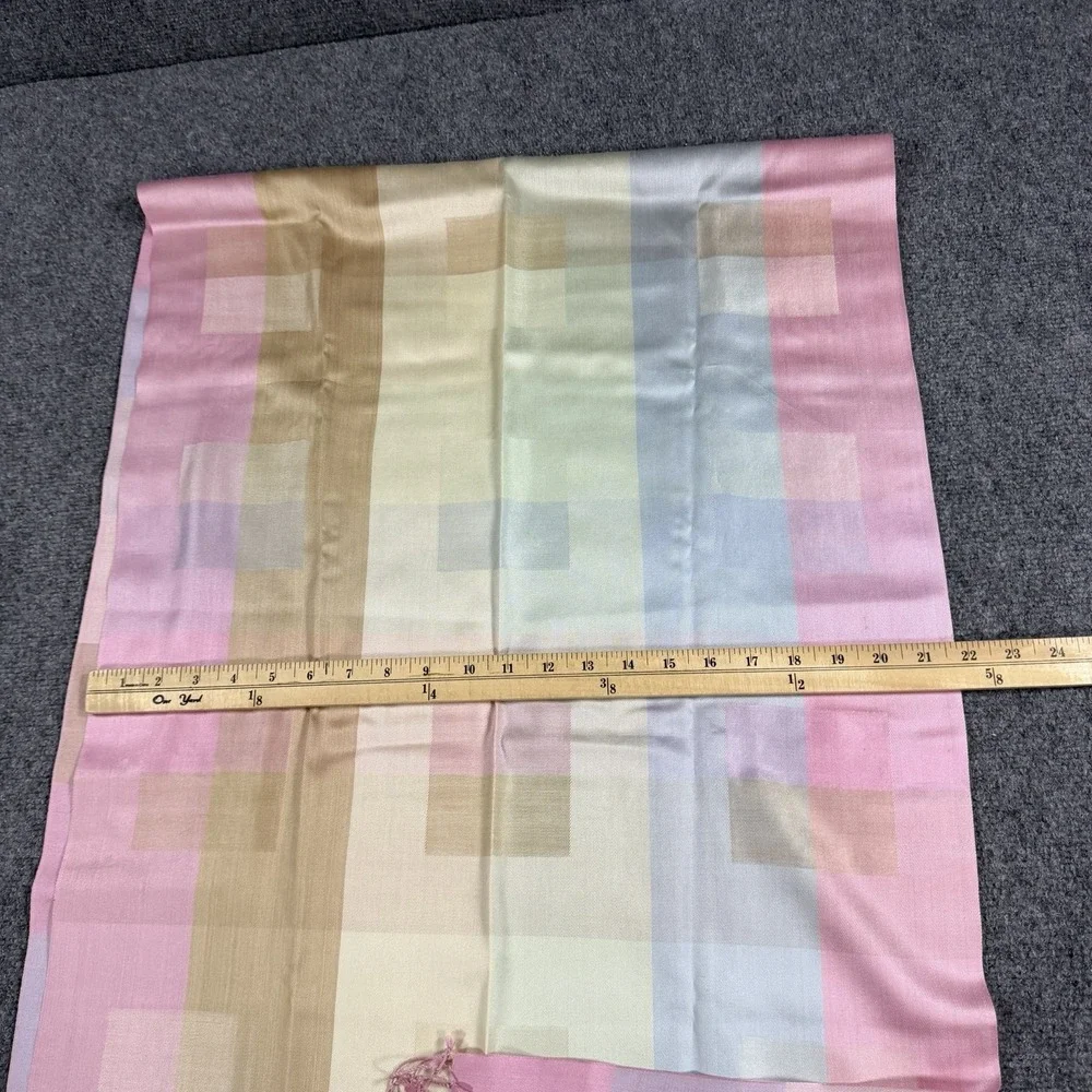Brooks Brothers Silk Scarf Multicolor Pastels Tassel Rectangle Luxury 72